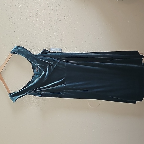 Lane Bryant Green Velvet Midi length Dress - Picture 2 of 8